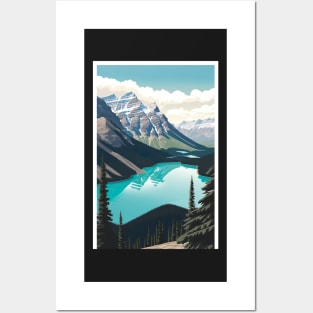 Peyto Lake Canada Illustration Drawing Posters and Art